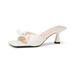 Niche Genuine Leather Bow High-heeled Women's French Small Mueller Half-slippers Sandals_vogvips.com