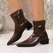 Autumn New Style Plus Size Women's British Pointed Toe Low Heel Martin Boots Slimming Slip-On Ankle Boots_vogvips.com