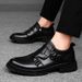 Casual Leather Shoes Men's Low-top Shoes Retro Locomotive Shoes Platform Leather Round Head Shoes_vogvips.com