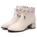 Women's Short Boots That Make Your Feet Look Smaller, Mom's High-heeled Shoes, Autumn And Winter Mid-heel White Martin Boots, British Style Soft Leather Shoes_vogvips.com