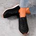 Shiny Sequins Casual Trainers Large Size Flat Bottom Tie Single Fashionable Versatile Shallow Mouth Women's Shoes 43_vogvips.com