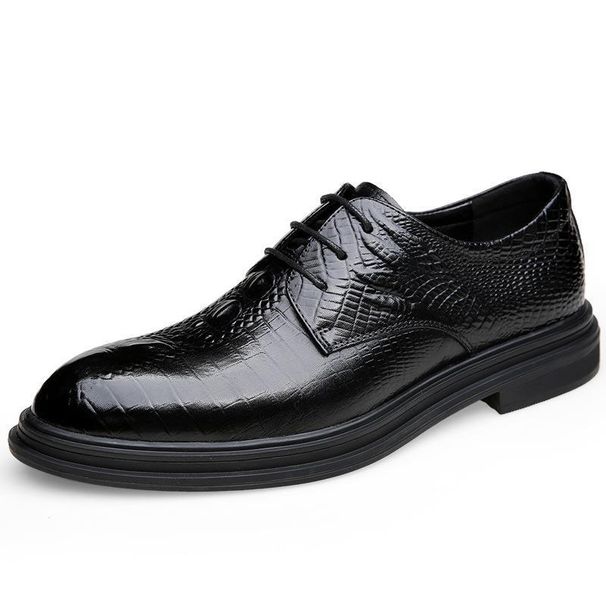 Euro Step Business Formal Leather For Men, Korean Genuine Leather, Breathable, Round Toe, British Style, Versatile, First Layer_vogvips.com