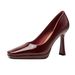Patent Leather Mary Jane Shoes Comfortable Waterproof Platform High Heels 2026 Spring And Autumn New Square Toe Stiletto Shallow M_vogvips.com