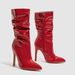 Women's Stacked Heel Boots - Pointed Toe High Heel Fashion Boots With Side Zipper, Ultra Shiny Patent Leather, Comfortable PU Insole, European Style_vogvips.com