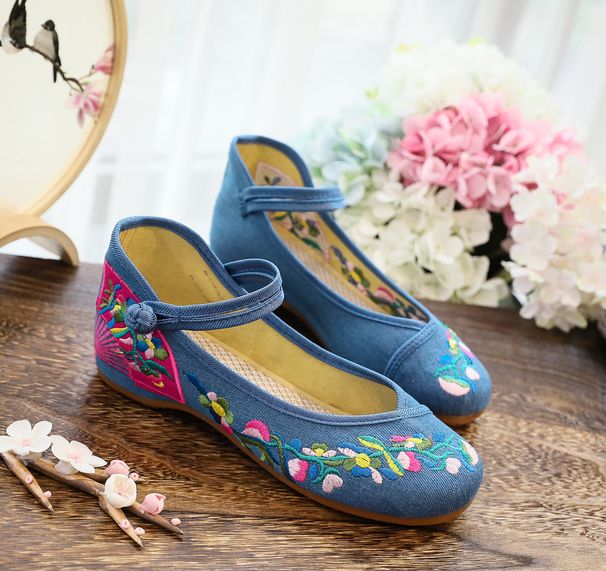 Embroidered Cloth Casual New Style, Slope Ethnic Women's Singles Shoes, Canvas Shoes_vogvips.com