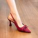 French-style Bow-tie Closed-toe Shallow Backless Sandals For Women, 2026 New Model, Satin Pointed-toe Stiletto_vogvips.com