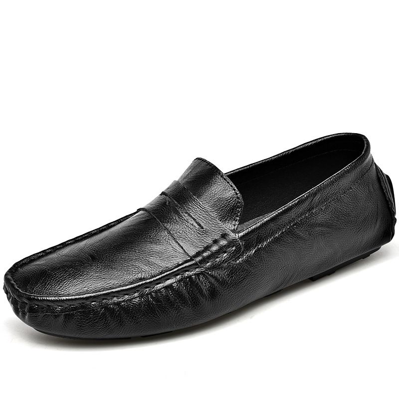 Men's Slip-On Loafers, Flat Driving Casual Shoes, Small Leather Shoes, Low-Cut Slip-On Cowhide, Large Size Men's Shoes 4_vogvips.com