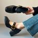In-stock Spring Vintage High-heeled Mary Jane Shoes With A Square Toe, Soft Leather, Waterproof Platform, Chunky Heel,_vogvips.com