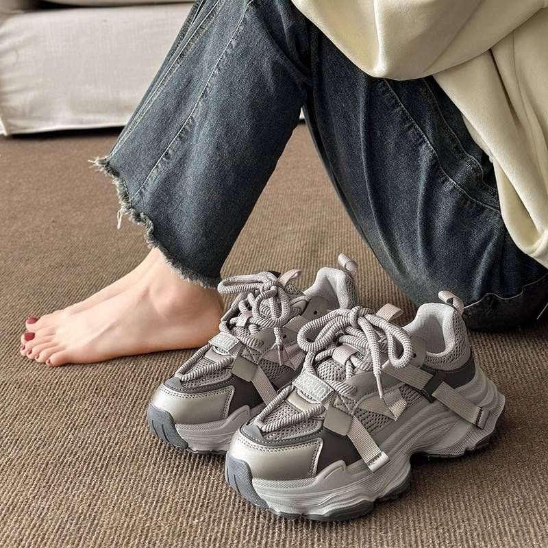 Thick-soled Dad Shoes For Women, 2025-A Summer New Style, Silver, Height-increasing_vogvips.com