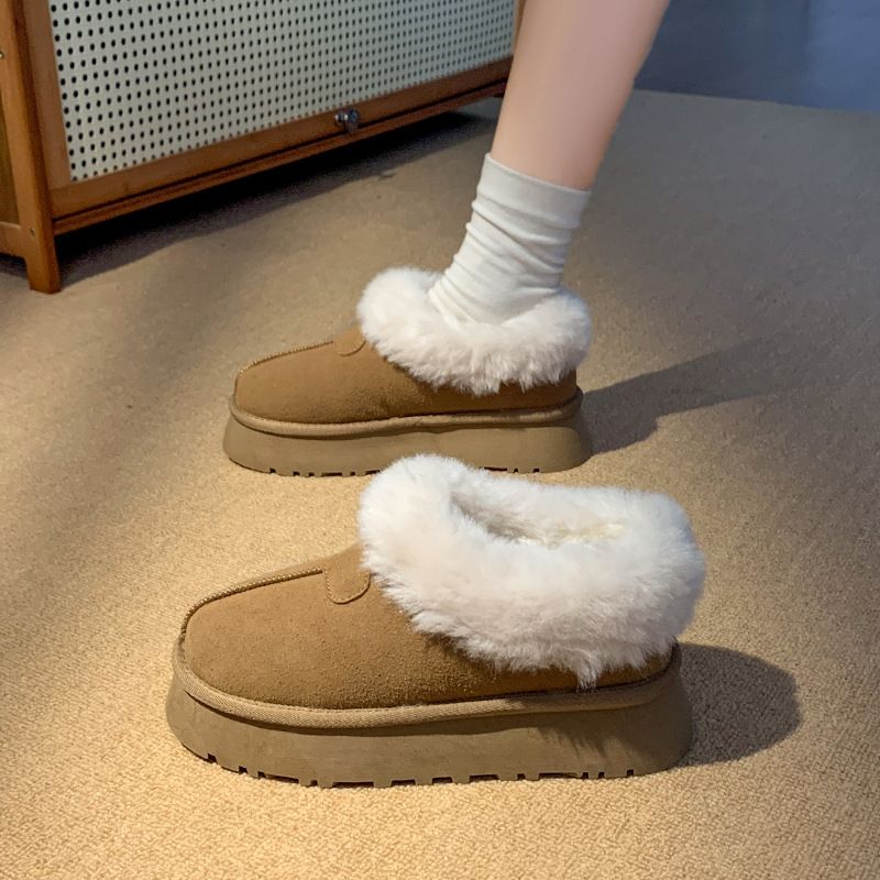 Versatile Snow Boots Women In The Winter Of , With Thick Plush Cotton Shoes, Comfortable And Fluffy Shoes For One_vogvips.com