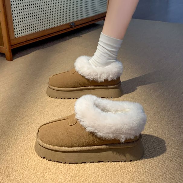 Versatile Snow Boots Women In The Winter Of , With Thick Plush Cotton Shoes, Comfortable And Fluffy Shoes For One_vogvips.com