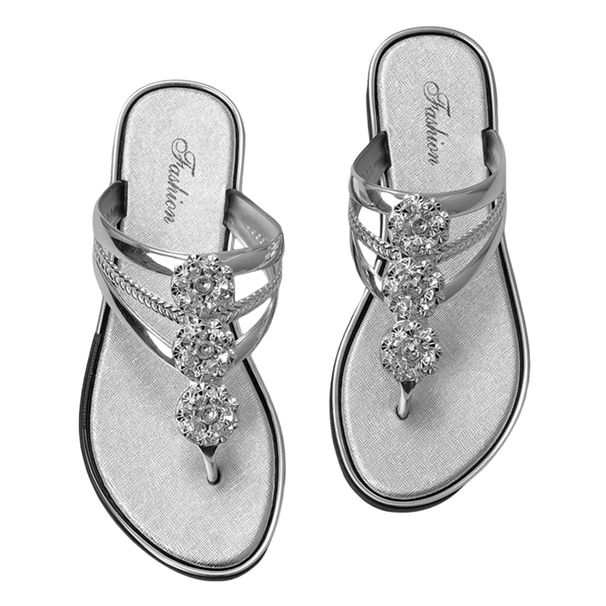 Woman's Sandal Fashionable Flip Flops Rhinestones High-end Clip On Large Size Flat Slippers Summer Sandals_vogvips.com