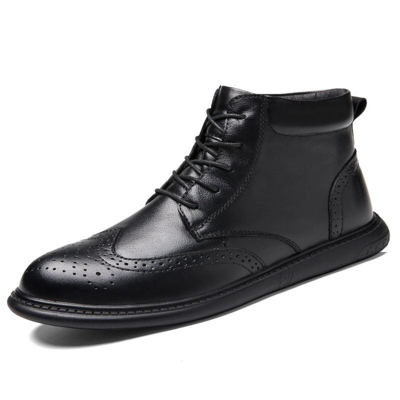 Men's Mid-top Leather Boots Casual, Breathable Velvet Martin Boots_vogvips.com