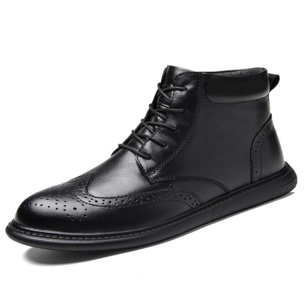 Men's Mid-top Leather Boots Casual, Breathable Velvet Martin Boots_vogvips.com