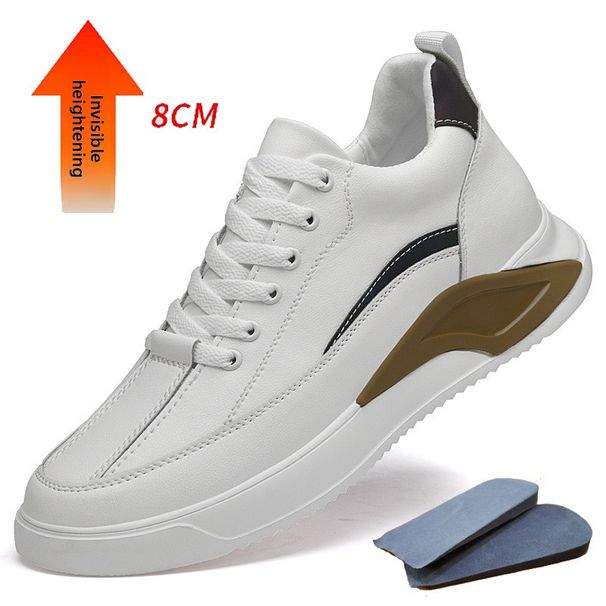 Round Head Inner Men's Shoes Heightened Men's Second-layer Light Mouth Casual Color-changing Striped Sports White Shoes Men_vogvips.com