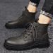 European Warm Series 2025 Spring Casual Martin Outdoor Thick-Soled Work Boots Men's High-Top British Style Leather Shoes_vogvips.com
