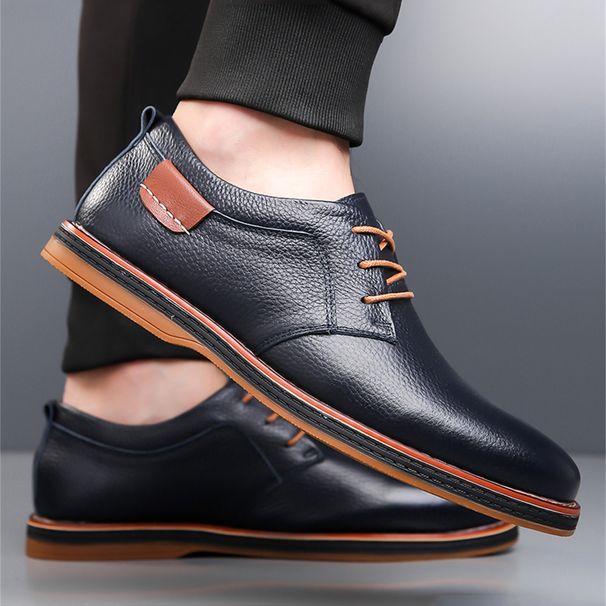 Hot-Selling Leather Large Size Fashion Business Casual Hand-Sewn Men's Shoes Soft Sole_vogvips.com