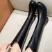 Over-the-Knee Short Petite Women, Chunky Heel V-Cut Pointed Toe Riding Boots, 2023 Autumn Winter New Thick-Soled Long_vogvips.com