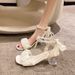 French Evening Breeze Niche Pearl High Sandals For Women Summer 2024 New Mid Heel Fairy Style Super Popular Fashion_vogvips.com