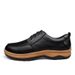 Large Size Men's Leather Shoes Round Head Lace-up Men's Casual Single Shoes Loafers Low Heel Top Layer Small Yellow Men's Shoes_vogvips.com