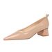 1235-1 Korean Edition Fashion, Simple, Comfortable, Versatile, Thick Heel, Lacquer Leather, Shallow Mouth, Pointed Tip,_vogvips.com
