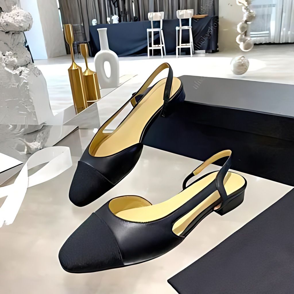 In-Stock Genuine Leather New-Style Women's Spring Shoes, Versatile Color-Blocked High-Heeled Closed-Toe Sandals With_vogvips.com