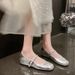 2026 Silver Inner Heightening Women's Single Spliced Round Toe Soft Sole Flat Bottom Ballet With Straight Line Mary Jane_vogvips.com