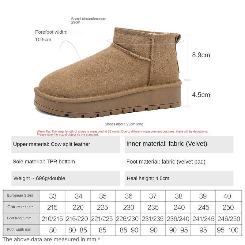 Cameido Women's short-barrel snow boots made of nubuck leather, fleece-lined, thickened and warm with thick soles, for the winter of 2024._vogvips.com