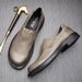 Euro Step 2021 Summer New Genuine Leather Soft Sole Breathable Slip-On Lazy Loafers Round Toe Pull-On Big Head Shoes For Men_vogvips.com