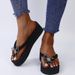 Double Toe Thick Bottom Sandals Fashion Large Size Butterfly Rhinodiamond Flat Women's Drag_vogvips.com