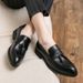 Lefu British Fashion Su One Foot Pedal Korean Version Casual Small Size Business Leather Men's Wedding Shoes_vogvips.com