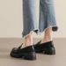 Black Small Leather Shoes Women's Platform One-pedal Retro Loafers British Style Work Shoes_vogvips.com