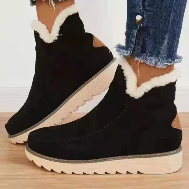 Women Ankle Boots Autumn Winter Short Boots New Winter Snow Flat Thick Sole Fleece Lined Warm Low Cut Cotton Shoes Large Size Short Boots_vogvips.com