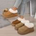 Women's Shoes Winter Thick Soled Height Increasing Snow Boots, Closed Toe Slippers, Women's Outdoor Wear, Birken Fleece Lined Fur Cotton Slippers_vogvips.com