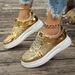 2025 Spring And Autumn Season Large Casual Sequin Sports Style Thick Soled Lace Up Round Toe Women's Single Shoes_vogvips.com