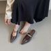 Elegant Pointed Metal Strap Closed Toe Half Slippers 2025 New Wedge Mid Heel Mules Thick Sole Women's Sandals_vogvips.com