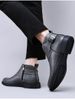 Large Size Men's Short Boots Retro Martin Boots Pointed Belt Buckle Velcro Cotton Boots Men's Shoes_vogvips.com