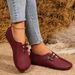Women's Slip-On Soft Leather Loafers, Elastic Strap With Metal Buttons, Casual Flat Shoes For All Seasons_vogvips.com
