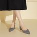 Cameido Flats For Women Spring Pointed Toe Loafer Kiltie Bow Checkered Pattern Crystal Shoes_vogvips.com