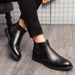 Euro Step Large Size Brogue Carved Trendy British Korean Style Winter Shoes High-top Leather Boots Men's Business_vogvips.com