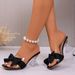 Trendy High Heeled Sandals Bulk Pack Women's PU Material Black Brown Slip-On Shoes Rubber Sole_vogvips.com