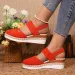 Women Linen Plain 6cm Wedge Sandals Handmade Ladies Casual Comfortable Women's Shoes 2025_vogvips.com
