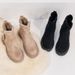 Women's Cozy Mid-Calf Snow Boots With Faux Fur Lining, Slip-On Design & Lightweight Rubber Sole For Winter Warmth With Shearling Fur Trim Winter Boots_vogvips.com