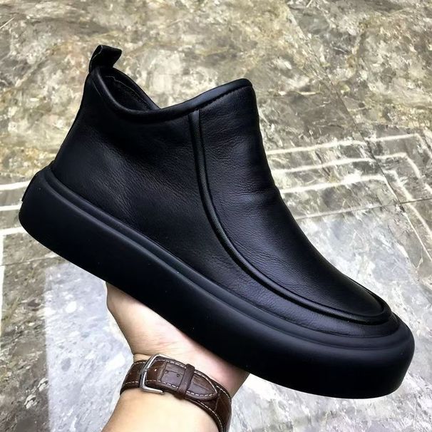Martin Boots Men's Winter British Style Chelsea Men's Boots With Padding For Warmth, High Top Leather Boots, Trendy And Versatile Woolen Boots_vogvips.com