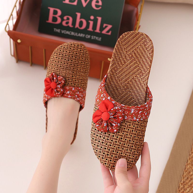 Summer Bamboo Women's Linen Wooden Floor Couple Home Straw Mat Indoor Cool Slippers Men's Wholesale_vogvips.com