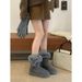 Grey Snow Boots Women's 2025 Winter New Fashion Thick Sole With Plush And Thick Midsole Versatile Snow Cotton Boots Cotton Shoes_vogvips.com