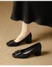 French Square Head Thick Heel High-heeled Shoes Burst Style Is Light And Easy To Wear Daily Commuting Feet Shallow Mouth Single Shoes_vogvips.com