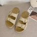 Summer Vintage Double-button Thick-soled Summer Sandals In Sizes 35-40. Rubber Sole. Daily Casual. Adjustable Strap. Sandals._vogvips.com