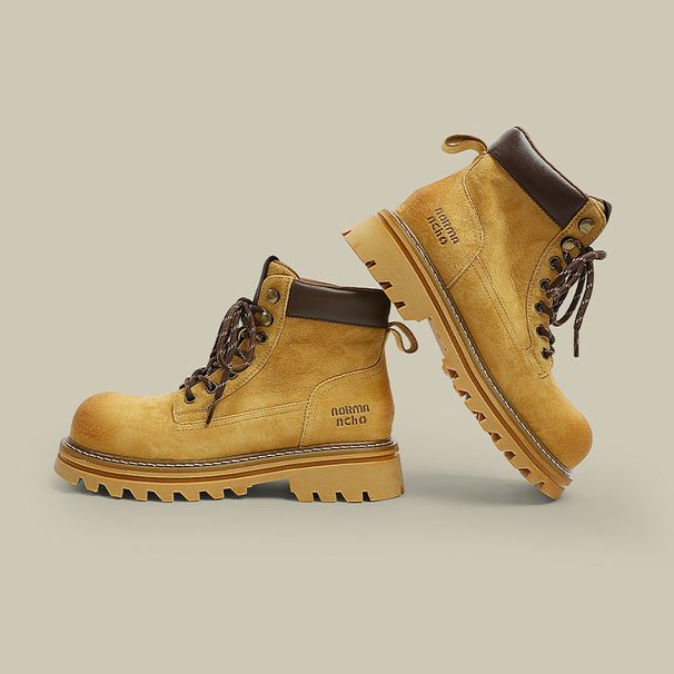 Martin For Women 2024 New Non-Slip Thick Sole Yellow Genuine Leather Versatile British Style Student Work Short Boots_vogvips.com