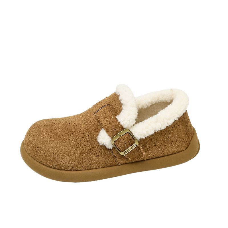 2025 Little Potato Ugly Cute Retro Flat For Women New Lazy Slip-On Fleece-Lined Warm Fluffy Cotton Shoes_vogvips.com